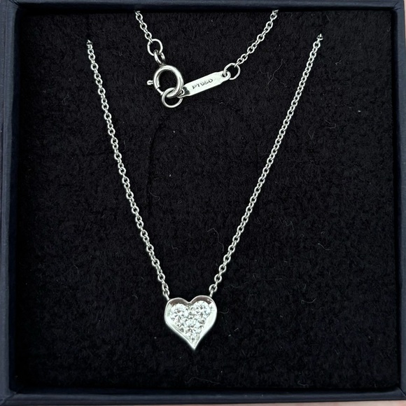 Tiffany & Co. 3 Diamond Platinum Tenderness Heart Pendant Necklace - Picture 1 of 5